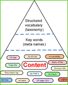 A triangle showing the various components of taxonomy.